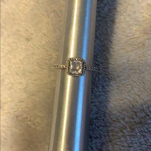 Square Sparkle Halo Pandora Ring